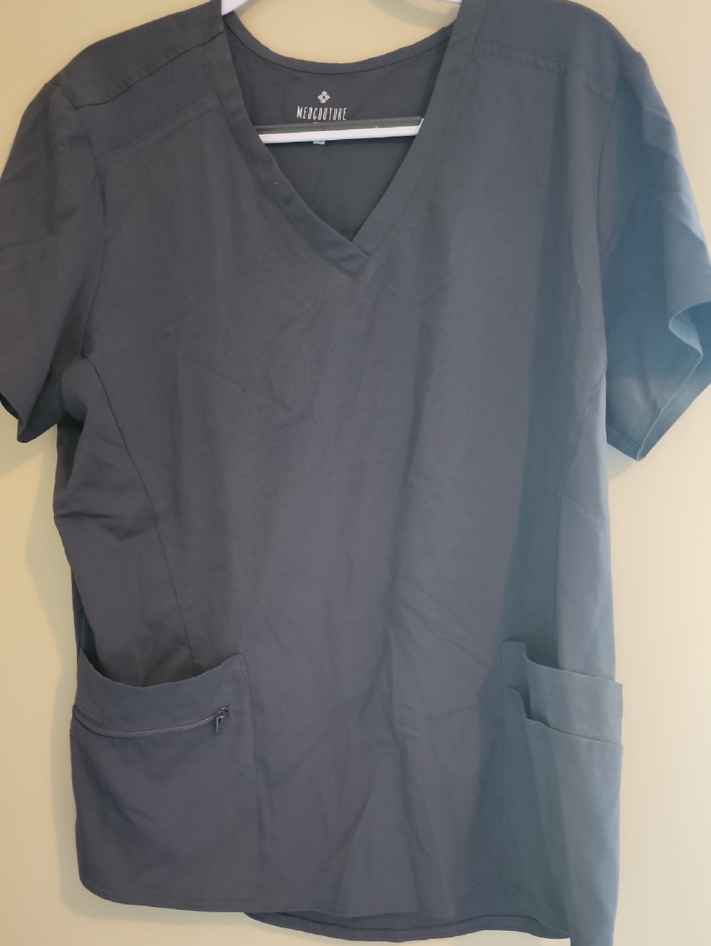 Med Couture Women's V-Neck Scrub Top in Charcoal